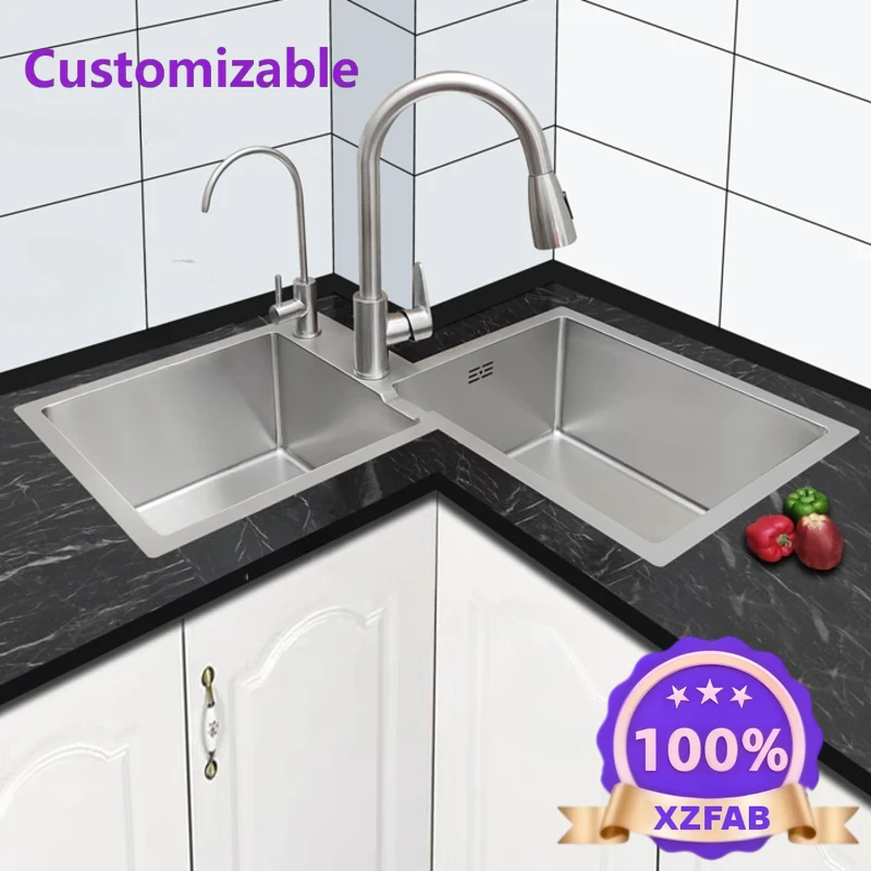 Commercial Kitchen Double Sink - Прямые поставки с завода: Угловая двойная