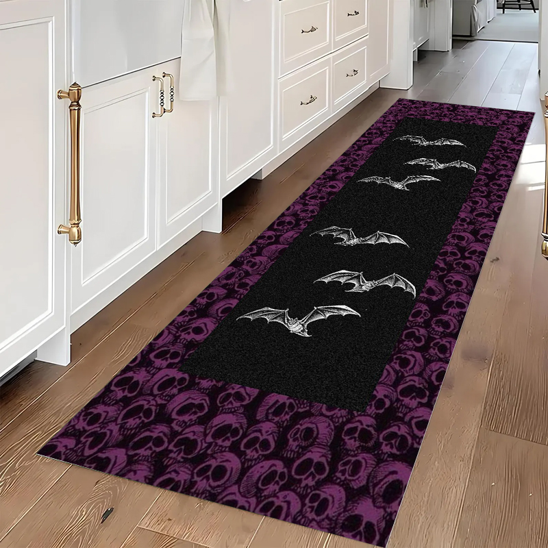 Commercial Kitchen Non Slip Flooring - Готический коврик с черепами и летучими