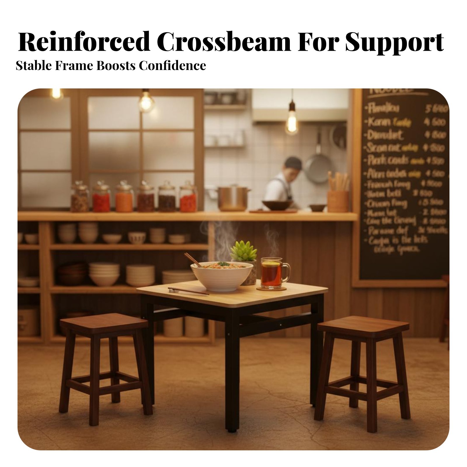 Commercial Kitchen Set - Квадратный стол с 4 стульями, легко