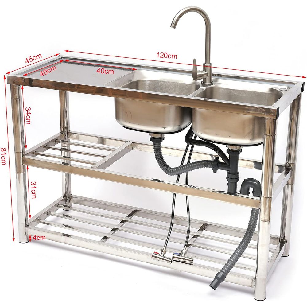 Напольная мойка из нержавеющей – обзор и цена Commercial Kitchen Double Sink