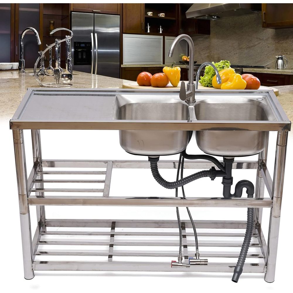 Напольная мойка из нержавеющей – обзор и цена Commercial Kitchen Double Sink