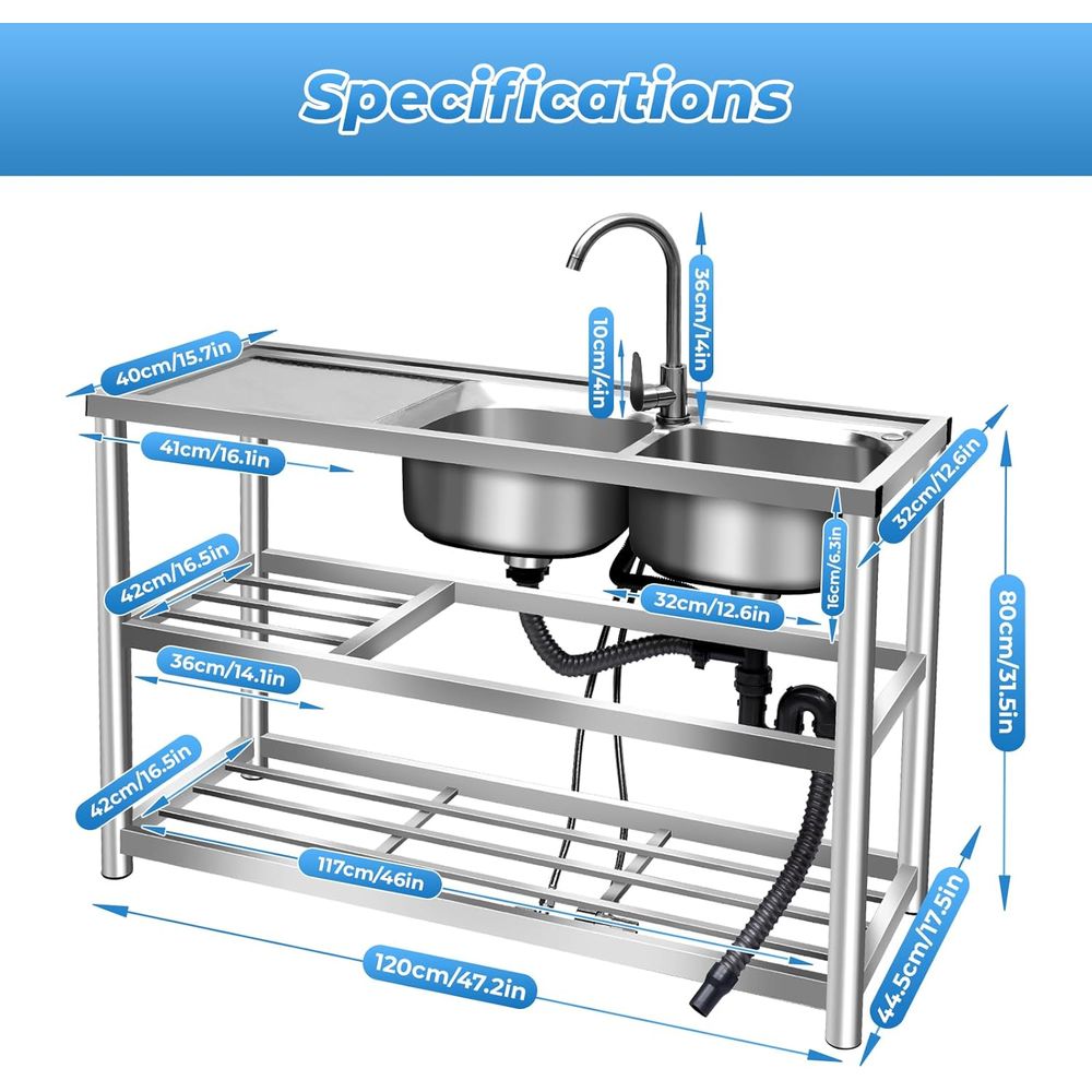 Комплект из 2 коммерческих кух – обзор и цена Commercial Kitchen Double Sink